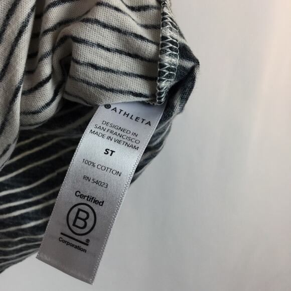 Athleta Organic Daily Crew Tee, Striped, size small tall - Picture 4 of 5